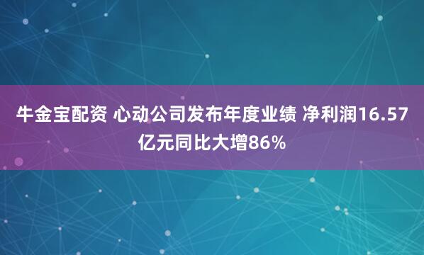 牛金宝配资 心动公司发布年度业绩 净利润16.57亿元同比大增86%