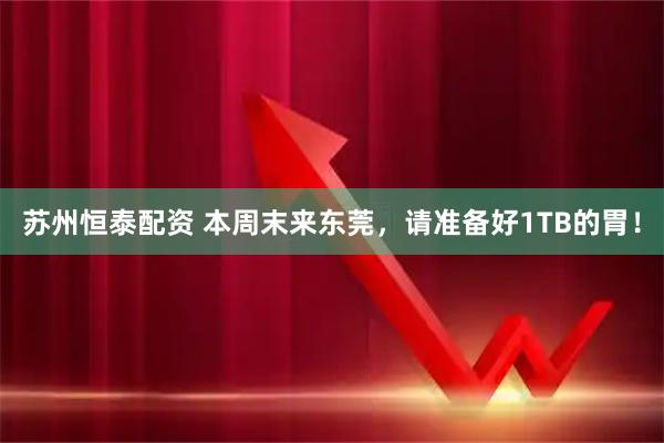 苏州恒泰配资 本周末来东莞，请准备好1TB的胃！
